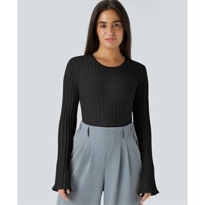 Halara Round Neck Long Sleeve Frill Casual Sweater size medium